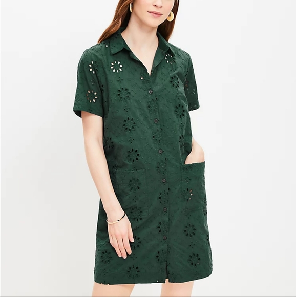 LOFT Dresses & Skirts - Loft Embroidered Shirt Dress